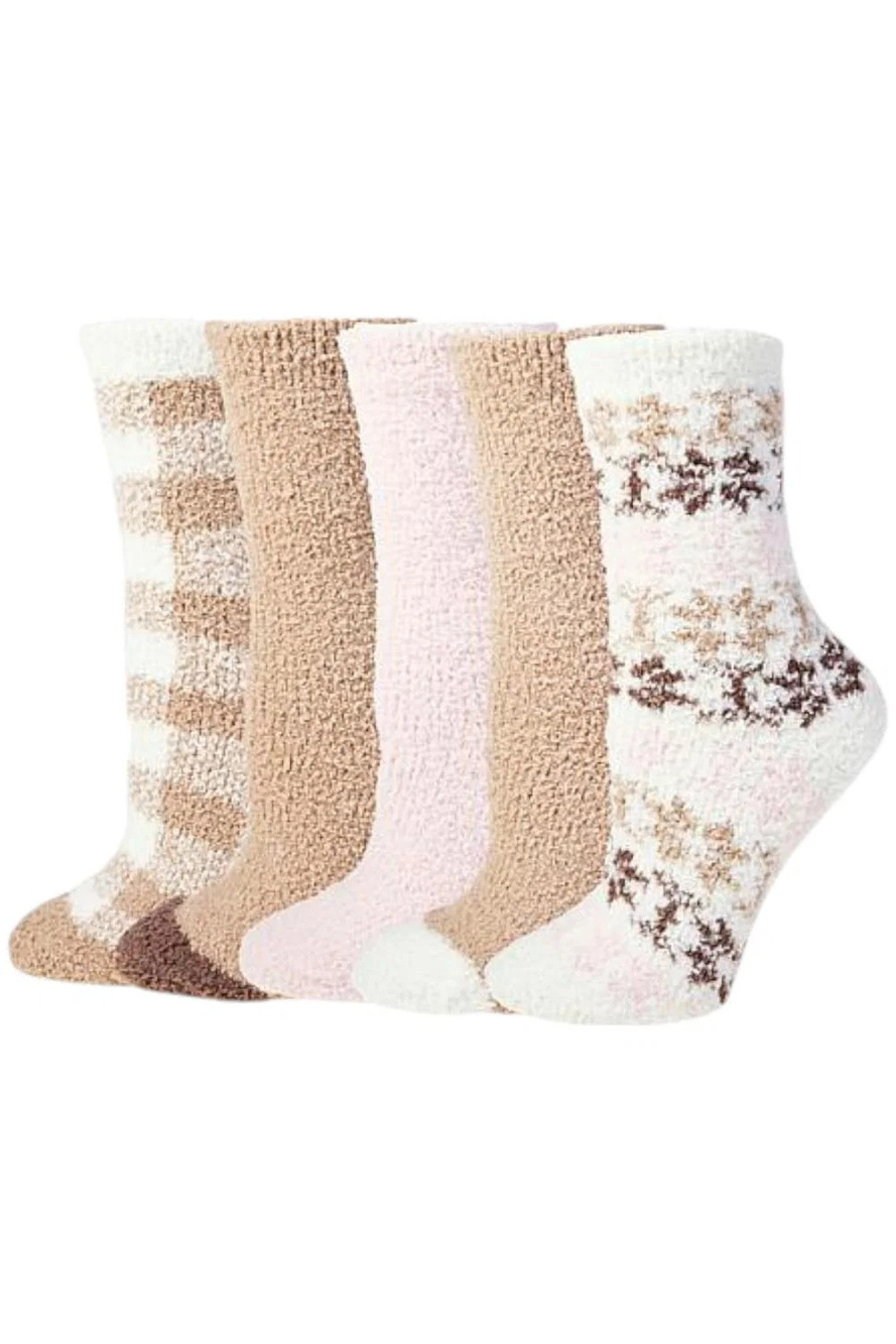 Comfort Code Women's 5-Pack Cozy Socks Ivory